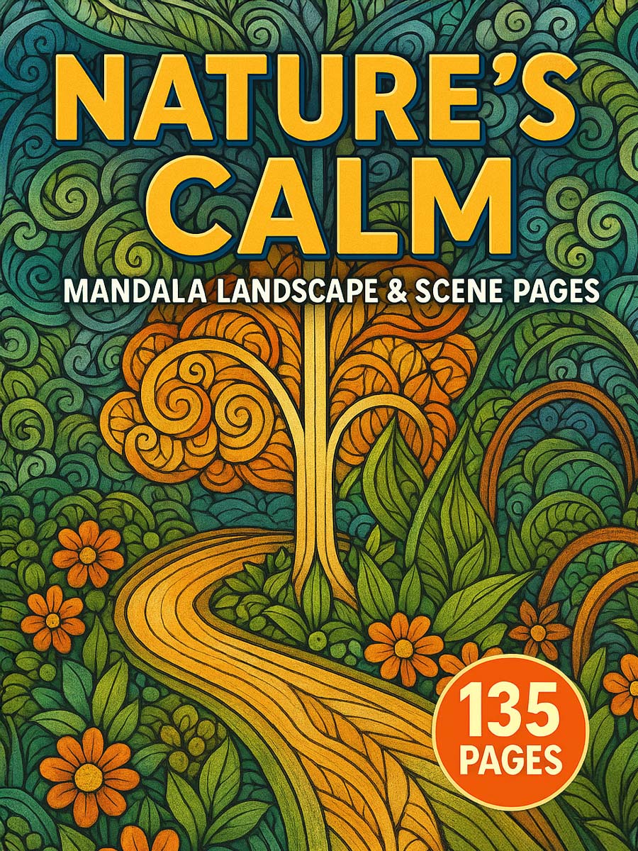 Nature's Calm – 135 Mandala Landscape & Scene Pages